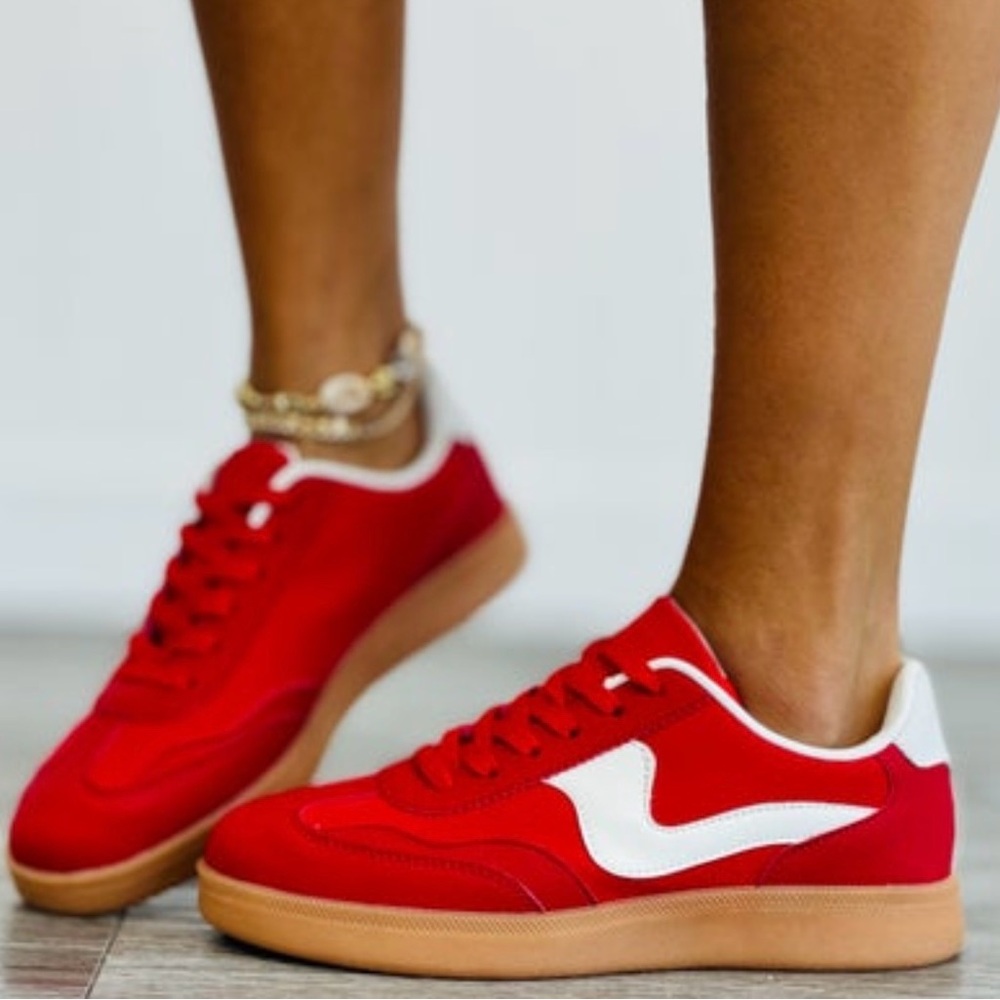 Red and White Women's Sneakers